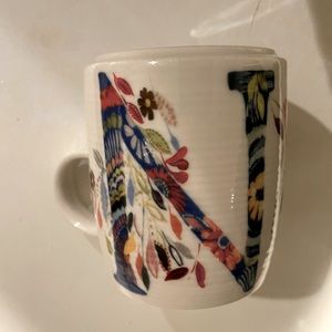 Retired Anthropologie Starla Halfmann Letter N Initial Mug